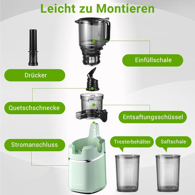 AMZCHEF Automatischer All-in-One Entsafter, 135MM Öffnung und 1,8L Entsafter für Gemüse und Obst, 25