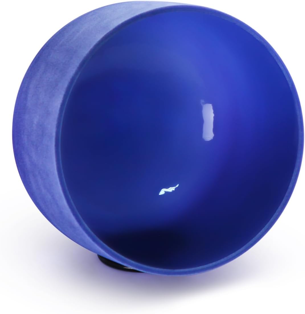 Hye-eun Indigo-Kristall-Klangschale, 20,3 cm A-Note mattierte Quarz-Klangschale 432 Hz Drittes-Auge-