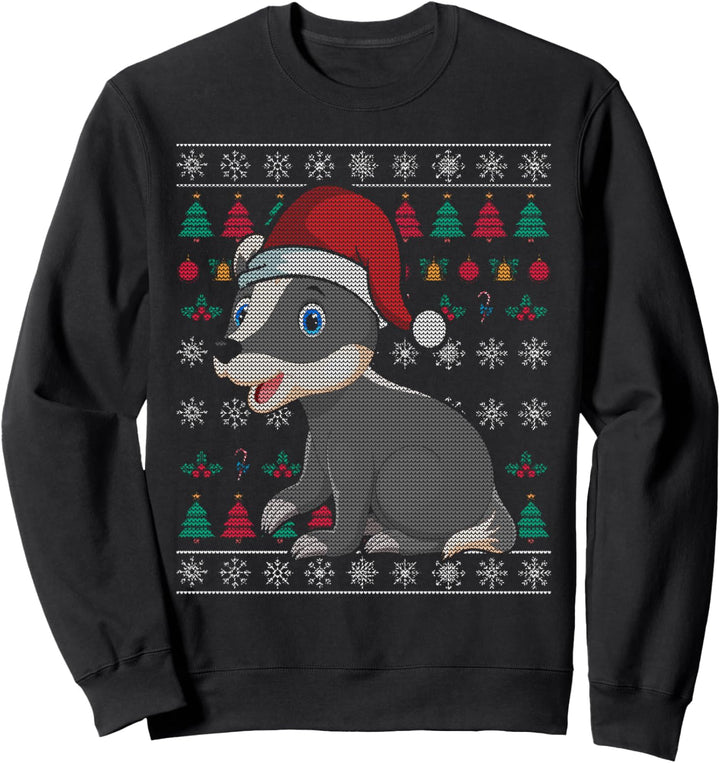 Weihnachten Geschenk Wald Tier Ugly Christmas Dachs Sweatshirt