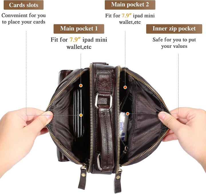 BAIGIO Schultertasche Herren Umhängetasche Leder Herrentasche Vintage Crossbody Messenger Bag für Ar