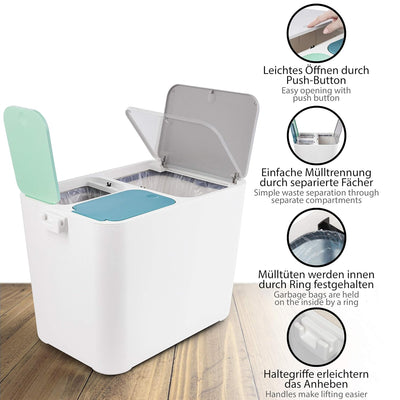 ONVAYA® Mülltrennsystem Tom | Mülltrennung mit mehreren Fächern | Mülleimer in creme-weiss | Abfalle