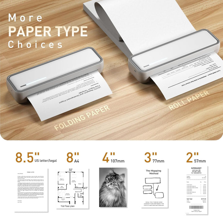 Bisofice X9 Mobiler Drucker Thermodrucker A4, Tragbarer Drucker für Handy, Laptop Drucker A4, für de