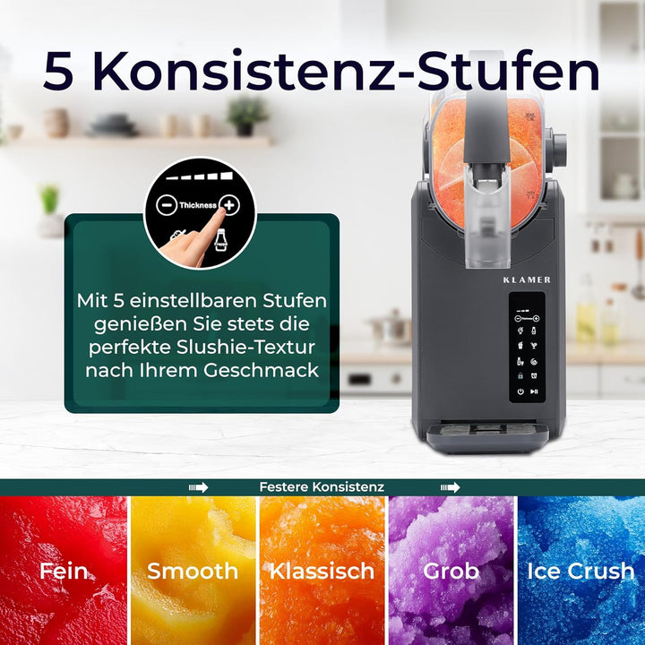 KLAMER Slush Maschine, mit 5 smarten Programmen: Slushie, Cocktail, Milchshake, Frappé, Wein, Automa