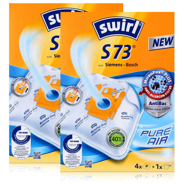 2 Pakete Swirl Staubsaugerbeutel S73 / S 73 MicroPor Plus AirSpace für Siemens / Bosch Typ: GXXL