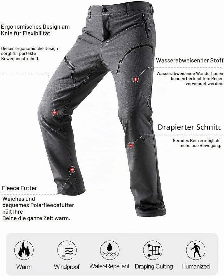 KUTOOK wasserdichte Softshellhose Herren Winter Outdoor Hose für Trekking Wandern Bergsteigen HP010