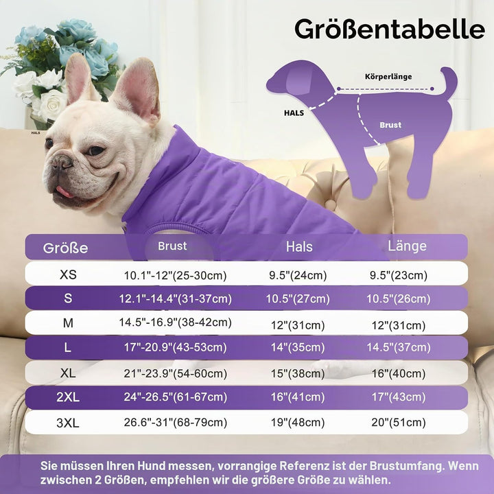 Fleece Hundejacke für Winter kaltes Wetter, Extra Weicher Hundemantel für Kleine Hunde, Winddichte W
