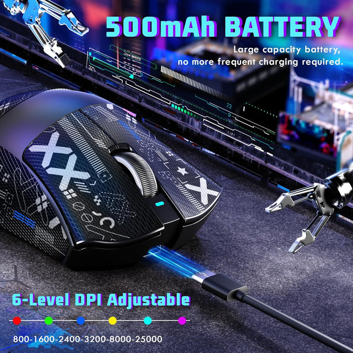 MAMBASNAKE X ATTACKSHARK V3 Kabellose Gaming-Maus mit Band,65g leicht,geteiltes Design für Rechtshän