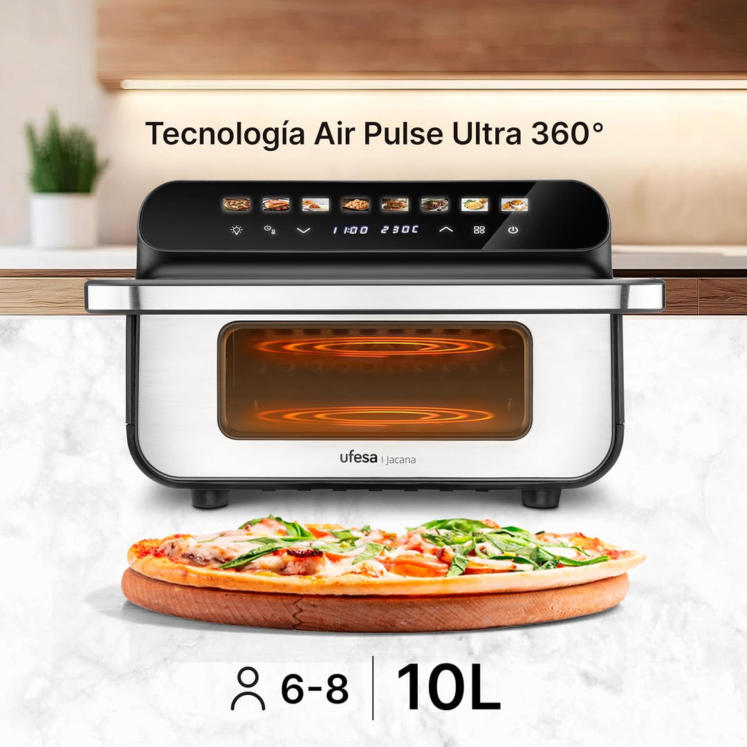Ufesa Jacana Heissluftfritteuse 10 L, Airfryer XXL mit Doppelheizung, Elektrischer Mini-Backofen, 28