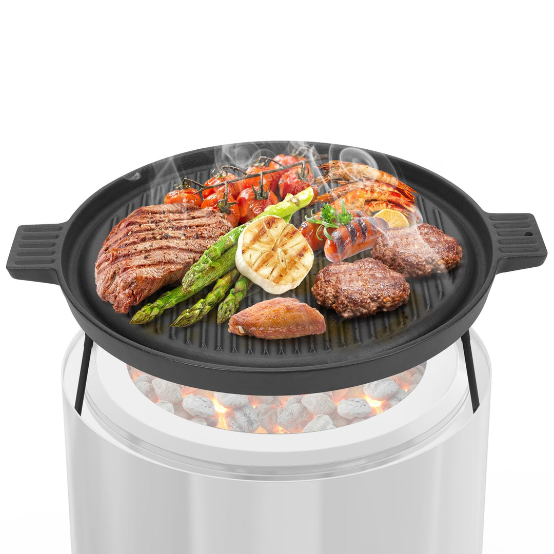Onlyfire Gusseisen Grillplatte mit Abnehmbaren Füssen, BBQ Griddleplatte für Solo Stove 15" Ranger F