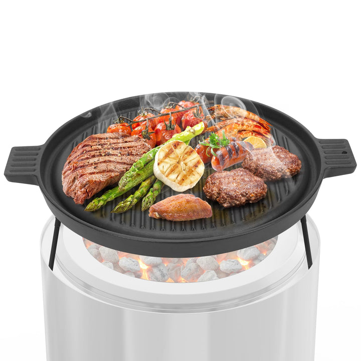 Onlyfire Gusseisen Grillplatte mit Abnehmbaren Füssen, BBQ Griddleplatte für Solo Stove 15" Ranger F