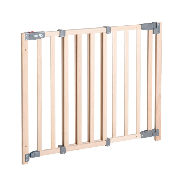 roba Türschutzgitter Safety Up - Verstellbreite 70 - 118,5 cm - Schutzgitter aus Holz mit Ampelfunkt