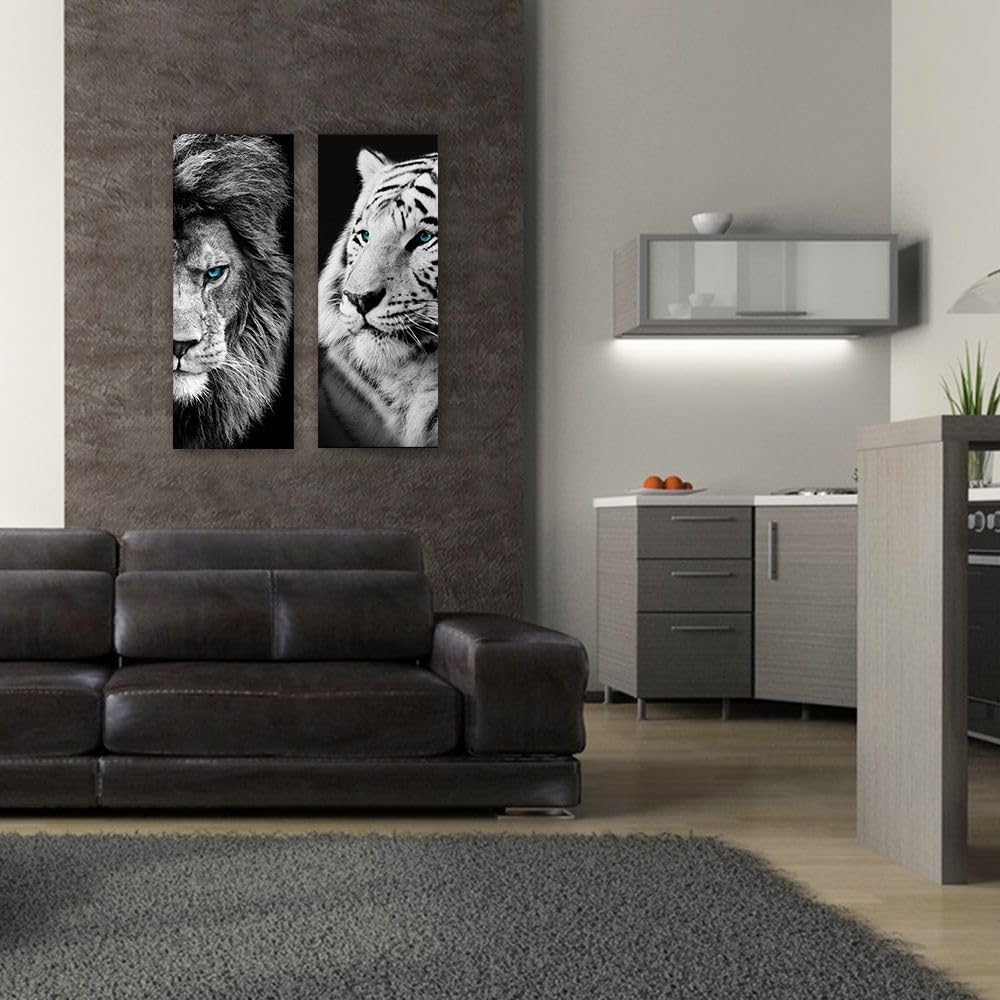 artissimo, Glasbild, 30x80cm, AG4101A, Tiger, Bild aus Glas hochkant, moderne Wanddekoration aus Gla