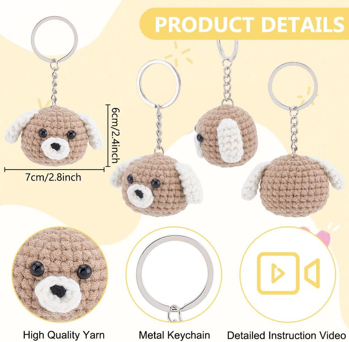 WEBEEDY 8 Set Tier Häkel-Set Für Anfänger Erwachsene Hundehäkelset Enthält Buntes Garn Häkelnadel Sc
