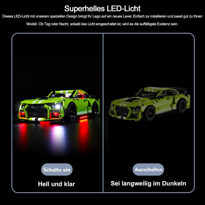 BrickBling Led Beleuchtungsset für Lego Technic Ford Mustang Shelby GT500, Dekorationsbeleuchtungsse
