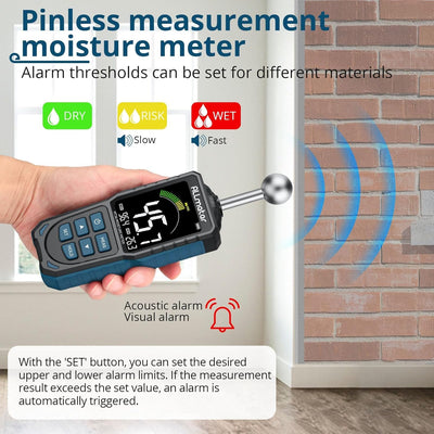 ALLmeter Wiederaufladbar Feuchtigkeitsmessgerät Feuchtigkeitsmesser 5-40 mm Analysetiefe mit Stoffbe