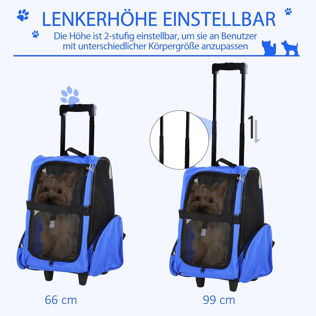 PawHut Hundetrolley Transporttasche Trolley Tragetasche Rucksack Hunde Hunde Trolley blau Blau+Schwa