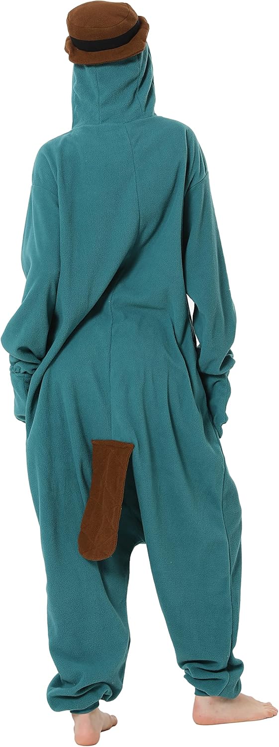 RANSUU Schnabeltier Kostüm Onesie Tier Jumpsuit Relaxo Kostuem Damen Herren Pyjama Halloween Schlafa