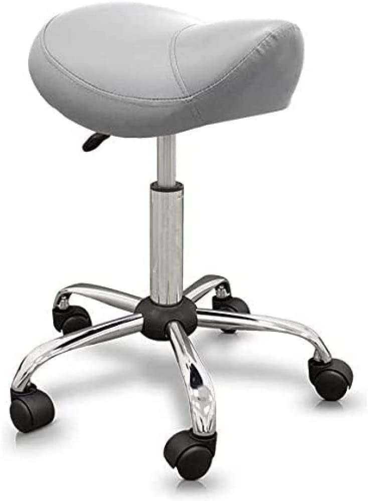 QUIRUMED Pony-Hocker, ergonomisch, mit Stahlgestell, silberfarben, Kunstlederpolsterung, höhenverste