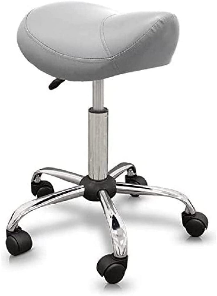 QUIRUMED Pony-Hocker, ergonomisch, mit Stahlgestell, silberfarben, Kunstlederpolsterung, höhenverste