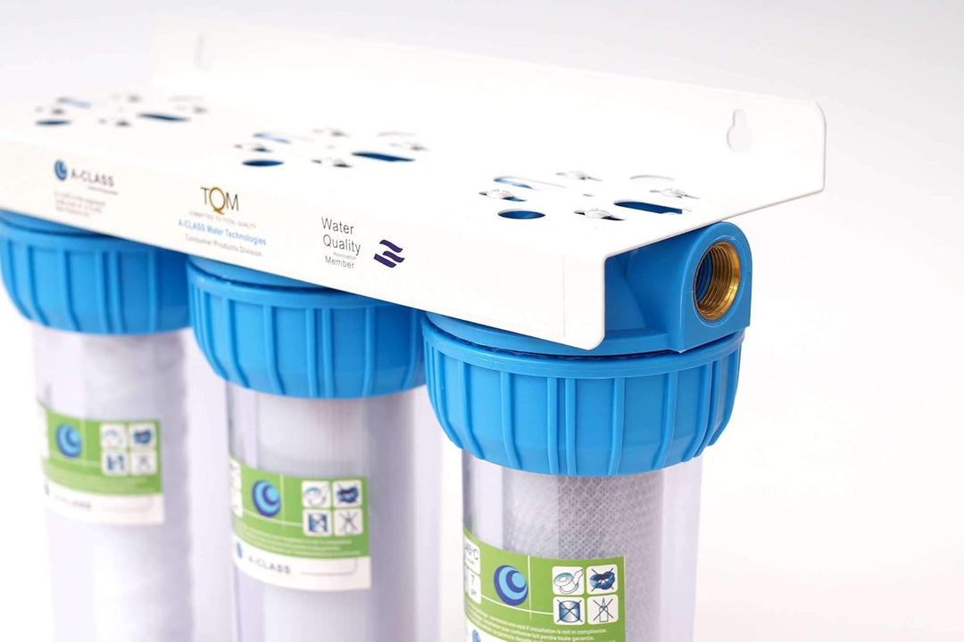A-CLASS 10" 3-Stufen Wasserfilter System für Hauswasser Zisterne Brunnen Pumpe Hauswasserwerk 1"