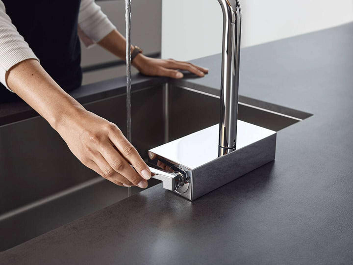 hansgrohe 73830800 Aquno Select M81 250, Ausziehauslauf, 2jet, sBox Edelstahl Finish Einhebel-Küchen