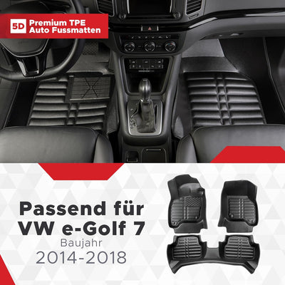 fussmattenprofi.com Auto Fussmatten Kompatibel mit VW e-Golf 7 Elektrik Baujahr 2014-2018 I 100% Pas