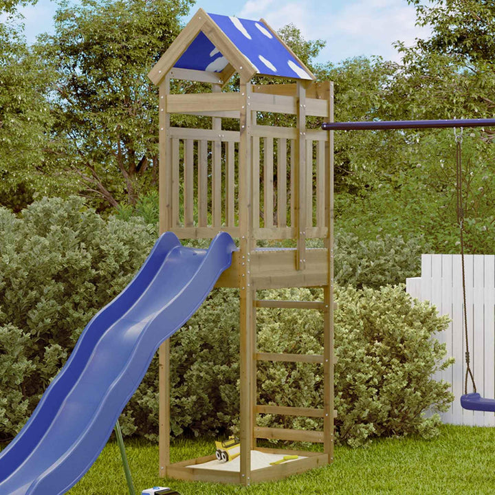 Spielturm Braun 52.5 x 85 x 239 cm Massives imprägniertes Holz für Garten, Kinder, Outdoor, Klettert