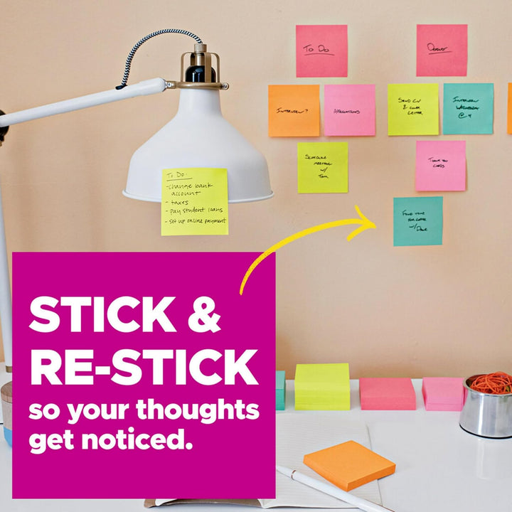 Post-it Haftnotizen, 7,6 x 7,6 cm, 15 Blöcke/Packung, 45 Blatt/Block, 2 x Klebekraft, verschiedene h