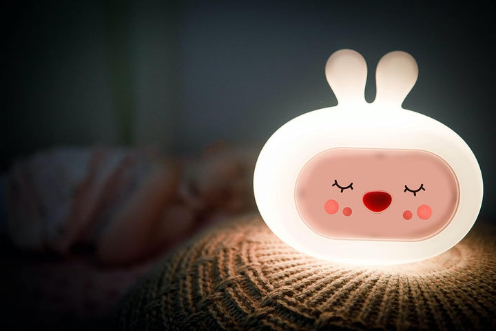 InnoGIO GIOsleepy Bunny, Nachtlicht Hase mit Musik für Kinder aus Weichem Silikon, mit 8 Farben &amp; Me