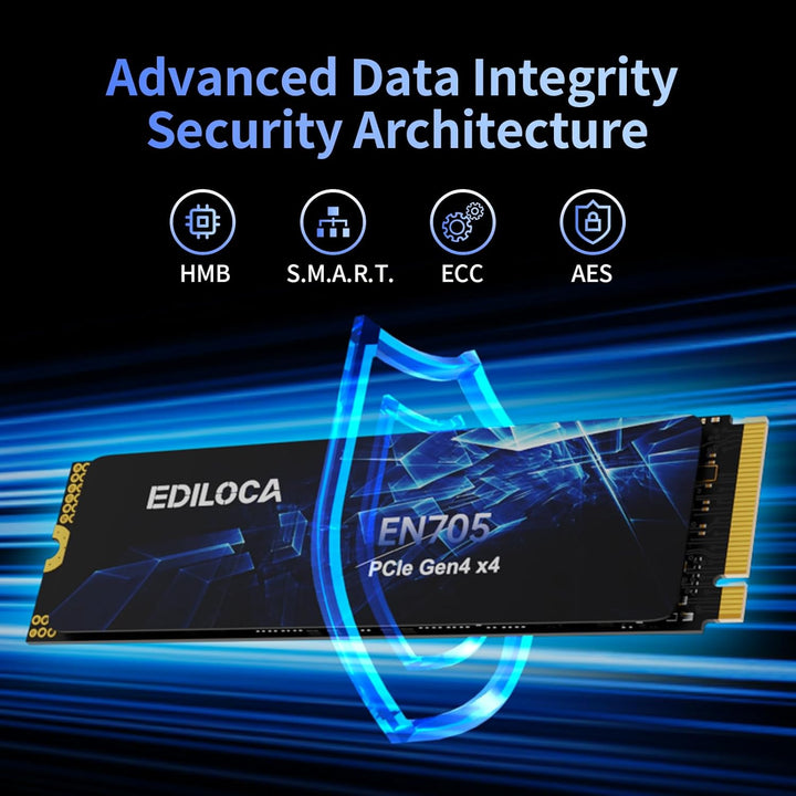Ediloca EN705 SSD 2TB NVMe SSD M.2 PCIe Gen4, Interne SSD, 3D NAND TLC, bis zu 4800 MB/s, internes S