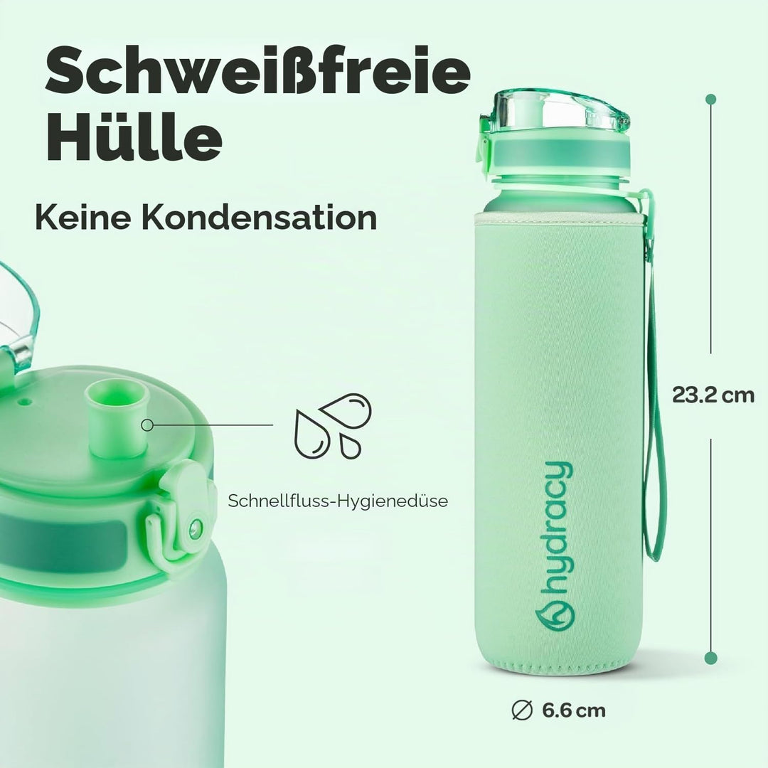 Hydracy Trinkflasche mit Fruchteinsatz - 500ml Wasserflasche - BPA-freie Trinkflasche mit Zeitmarkie