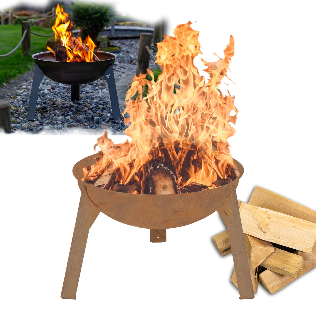 FENNEK Rustic | kleine Feuerschale mit Ø 43 cm | gefertigt aus Stahlblech - rostend | erhält mit der