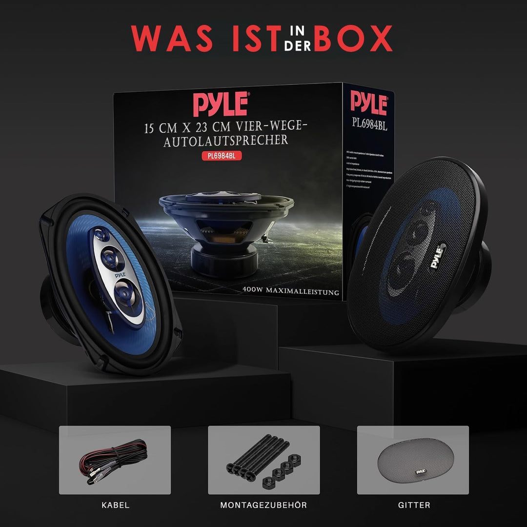 Pyle Auto Lautsprecher 6x9 Zoll 4 Wege Set 400W - Einbaulautsprecher Auto Kfz Lautsprecher mit Hocht