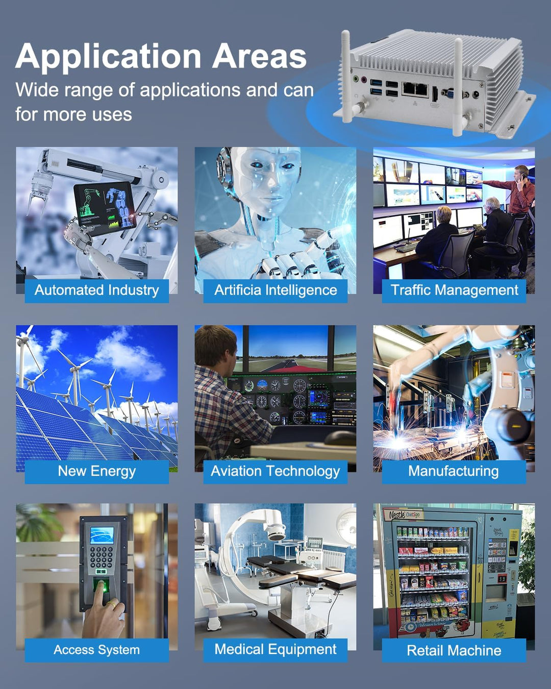 BASOARO Industrie Mini PC Windows 10, lüfterloser Desktop PC, Core i7 4500U, 8GB RAM 256GB SSD, 2 Gi