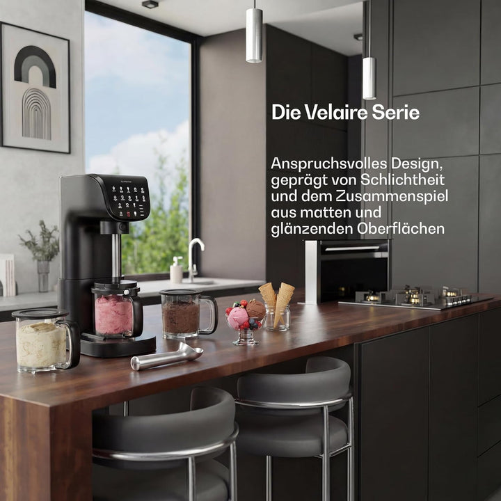 Klarstein Velaire Eismaschine – 500-W-Eismaschine, 3 Behälter à 0,6 l (insgesamt 1,8 l), 10 Programm