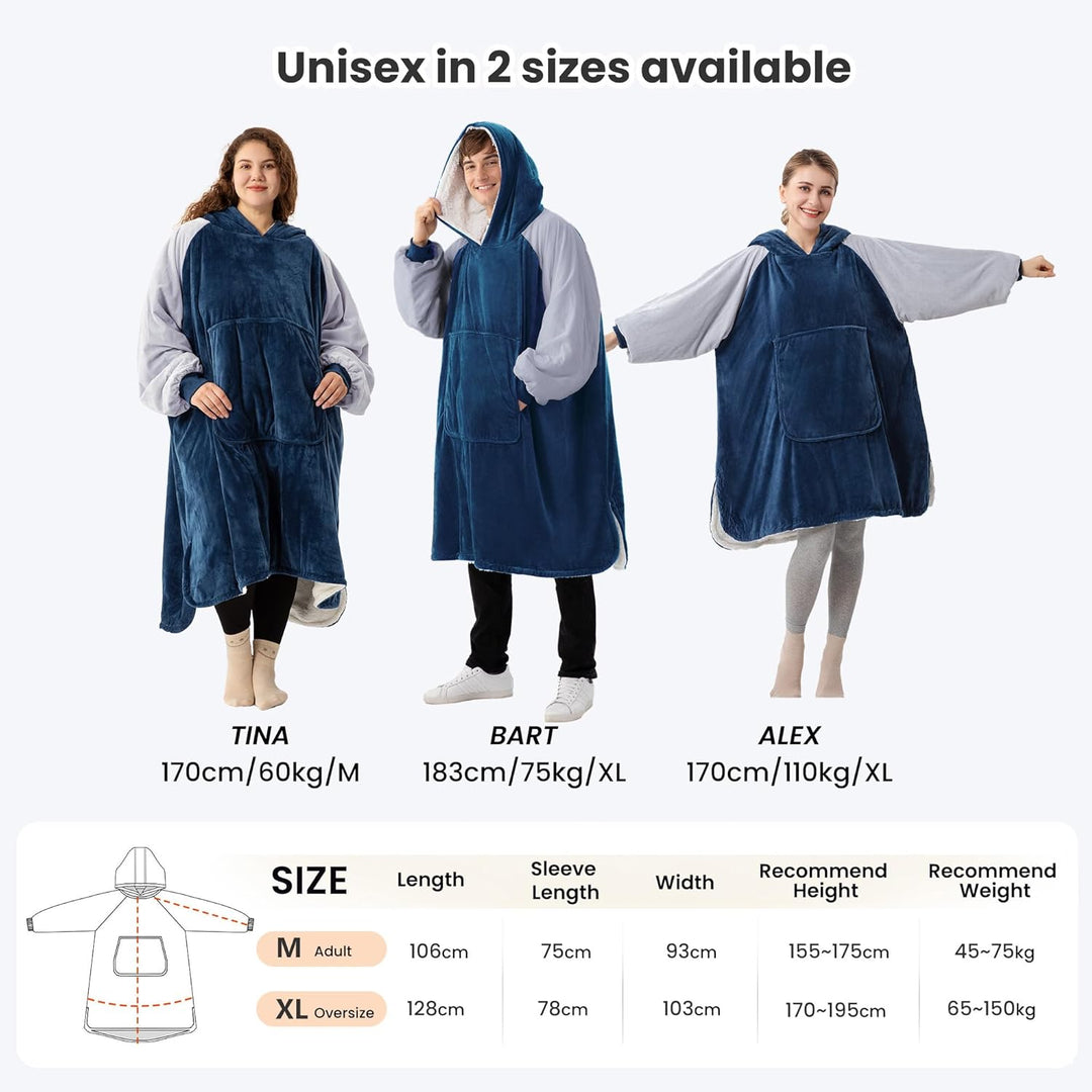 Winthome Hoodie Decke Doppelte Wärme, Kuschelpullover Damen Warm Weich,Hoodie mit Tasche und Kapuze,