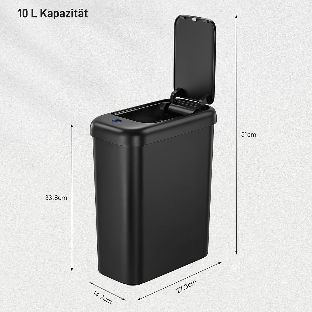 EKO Automatischer Badezimmer-Mülleimer mit Deckel, 10L Schlanker Sensor Abfalleimer, Wasserdichter B