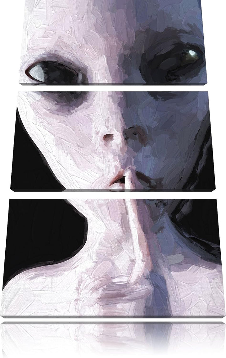 Pixxprint Alien - Nicht reden Kunst als Leinwandbild/Grösse: 3 Teilig (120x80) cm/Wandbild/Kunstdruc