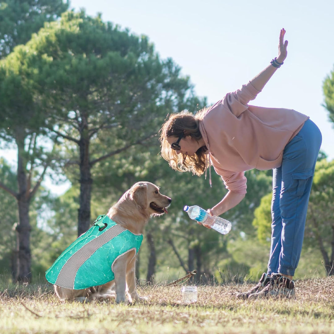 2 in 1 Winterhundemantel und Sommer Hundekühlweste aufgerüstetes Geschirr Kühljacke, atmungsaktive V