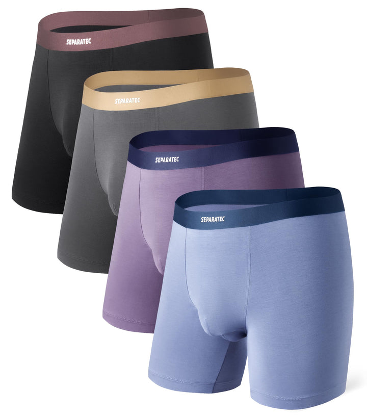 Separatec Herren Boxershorts 4er Pack Doppelbeutel Dual Pouch, Bambus Unterhosen Männer, Stretcken H