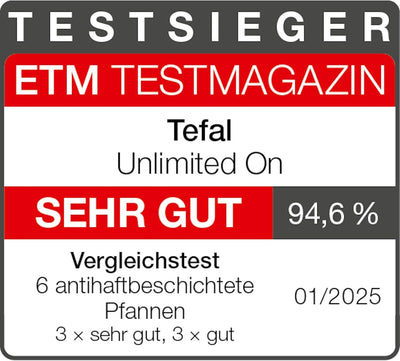 Tefal G25932 Unlimited On Schmorpfanne | 24 cm | mit kratzfester Titanium Antihaft-Beschichtung | Th