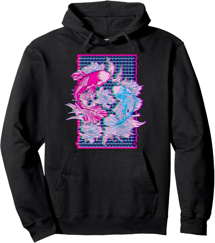 Koi Fisch Karpfen Japanese Tradition Vaporwave Aesthetic Pullover Hoodie