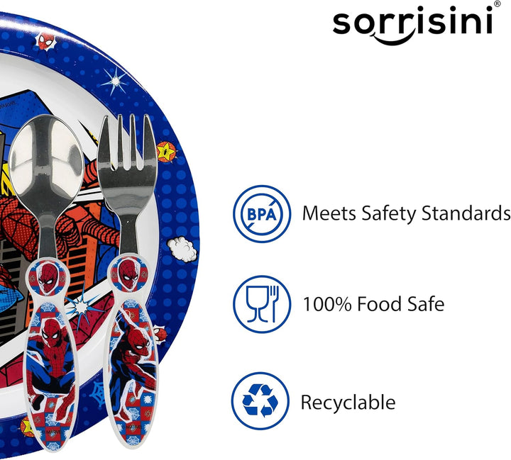 Kindergeschirr set Spiderman, kinderbesteck Edelstahl, Wiederverwendbares geschirr Set, Kinder Essge