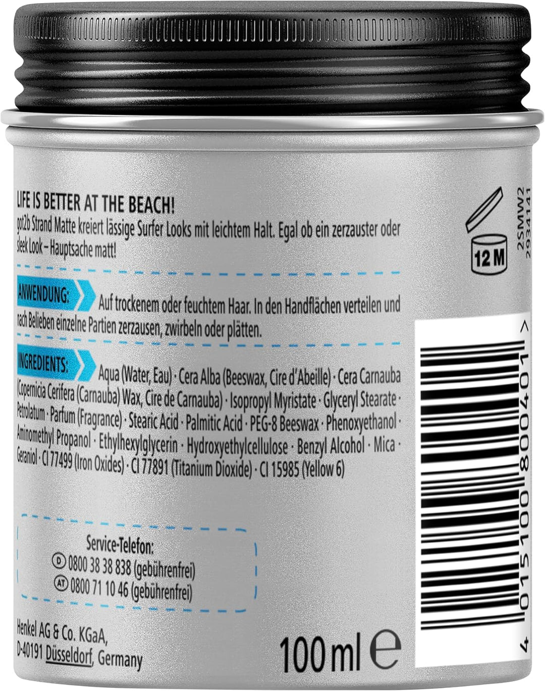got2b Strand Matte Matt-Paste (100 ml), Styling Paste für matte Surfer Looks, zum Strubbeln, Texturi