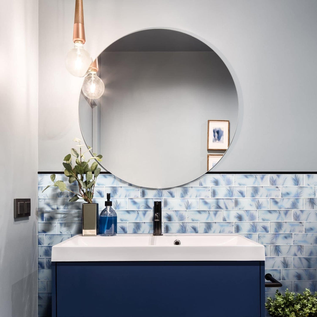 Mosaikfliese Glasmosaik Verbund weiss blau matt Blattoptik Küchenrückwand Duschwand | 10 Mosaikmatte