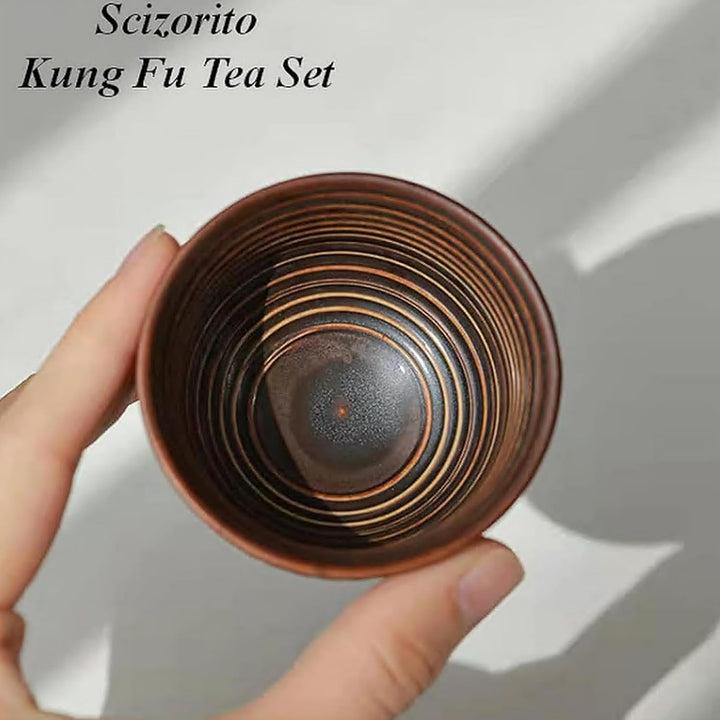 Keramik Portable Travel Tee Set, chinesischer Kungfu Tee Set mit 360-Rotation Teekanne und Infuser,