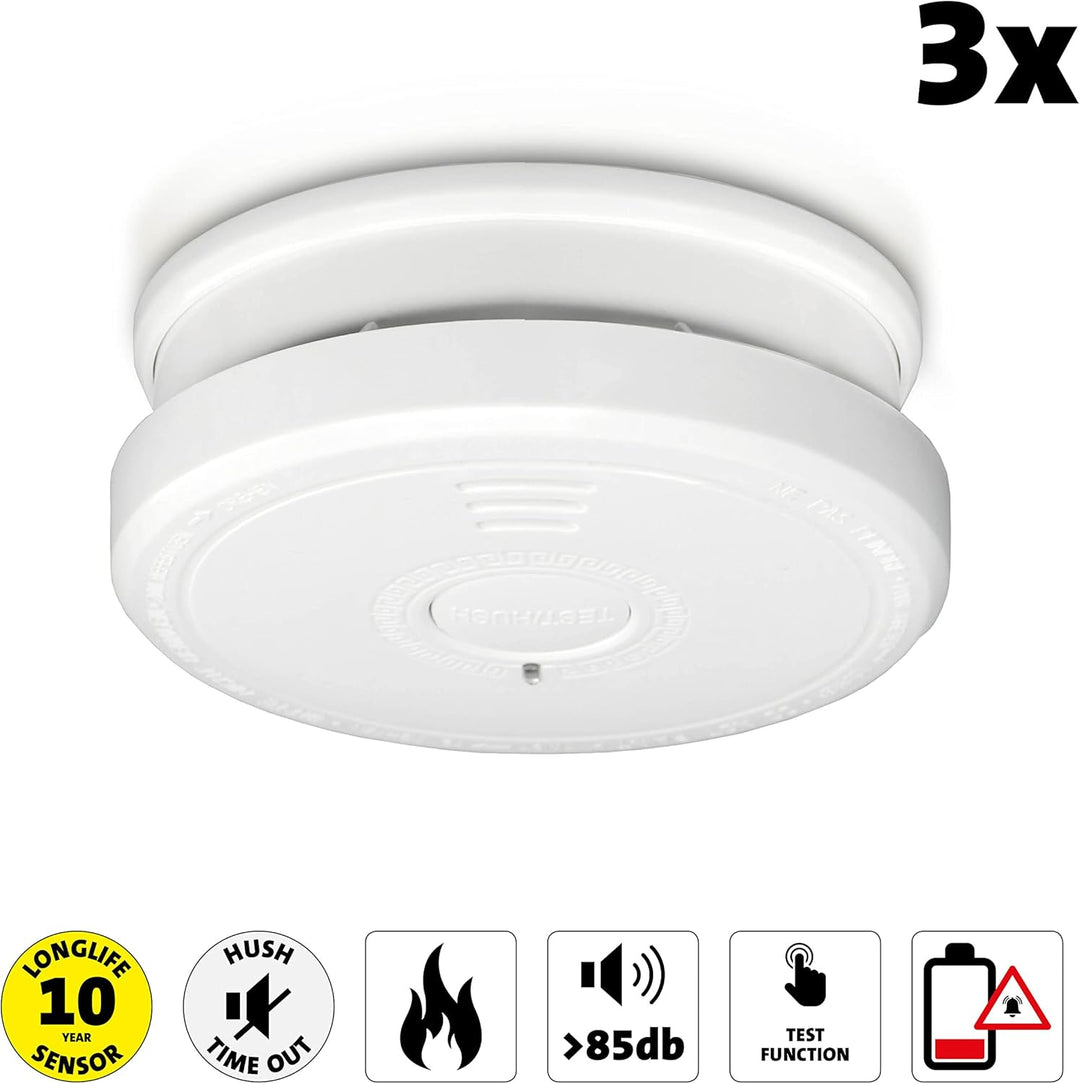 Alecto SA20 Rauchmelder Set - mit Time-Out Taste - Test und Reset Taste - Alarm >85-10 Jahre Sensor