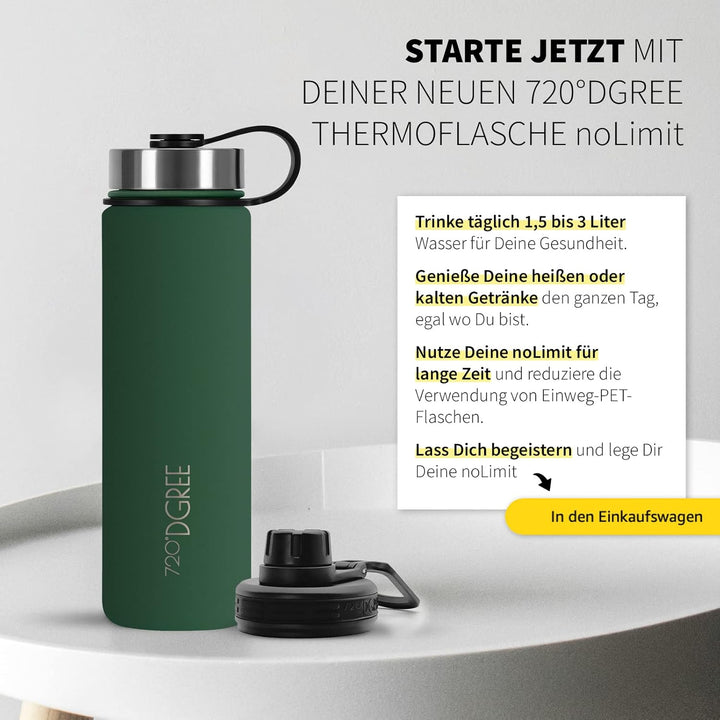 720°DGREE Edelstahl Trinkflasche “noLimit” - Auslaufsicher, Kohlensäure geeignet, BPA-Frei - Thermos