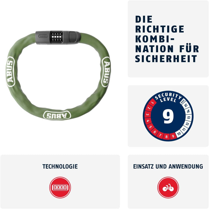 ABUS Kettenschloss 8808C - stabiles Zahlenschloss aus speziell gehärtetem Stahl - gut lesbare Zahlen