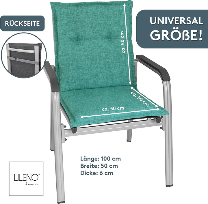 LILENO HOME Gartenstuhl Auflagen als [2er Set - Niedriglehner] in Türkisgrün - Bequeme Liegen als Si